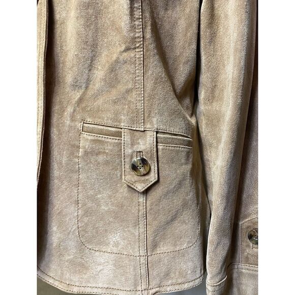 I.E. Relaxed Tan Women's Vintage Leather Jacket Size Large - Picture 4 of 16